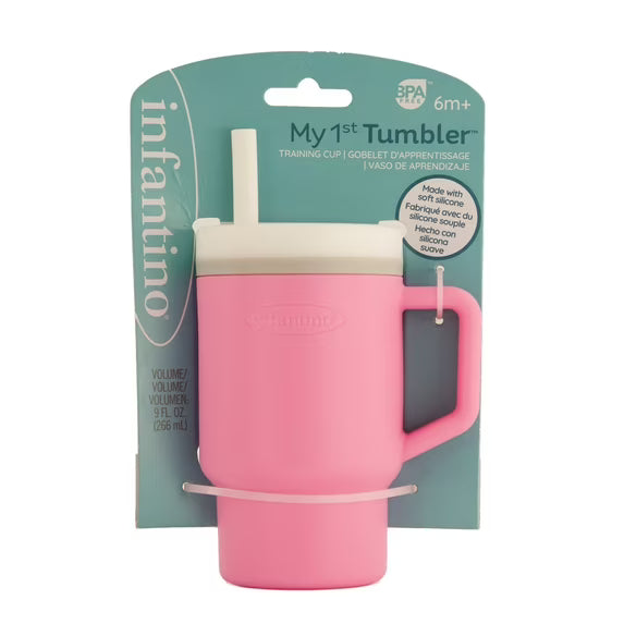 Infantino My 1st Tumbler – Moody Blue & Lilac, Baby Spill‑Proof Training Cup, 6M+, BPA‑Free
