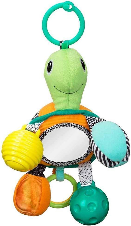Infantino Turtle Mirror Pal - Green |Stroller & High Chair Toys|Baby soft Plush Toys| - Adenzo Comfies