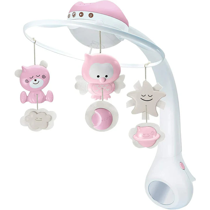 Infantino 3-in-1 Projector Musical Mobile – Crib Mobile, Star Projector & Nightlight, Blue, Pink and Grey.
