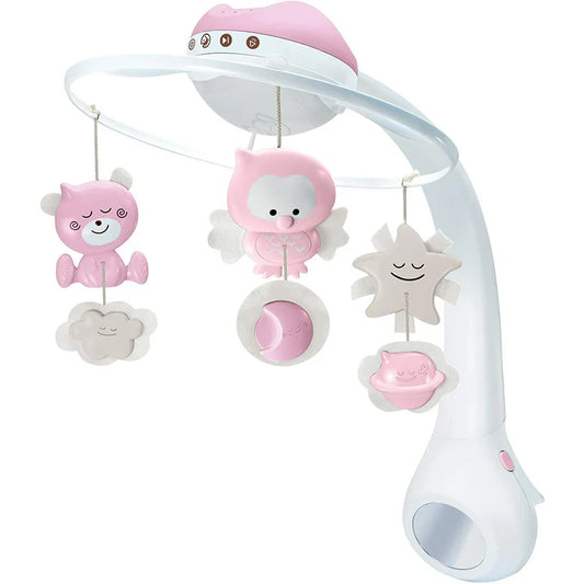 Infantino 3-in-1 Projector Musical Mobile – Crib Mobile, Star Projector & Nightlight, Blue, Pink and Grey.