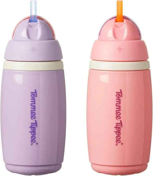 Tommee Tippee Superstar Insulated Training Cup, 266ml, for 12m+, Assorted Non‑Spill Water Bottle for Toddlers with Bite‑Proof Spout, Leak Proof and BPA‑Free (Straw & Sportee Variants) - Adenzo Comfies