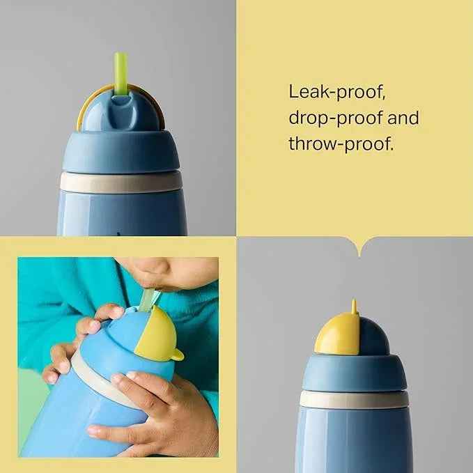 Tommee Tippee Superstar Insulated Training Cup, 266ml, for 12m+, Assorted Non‑Spill Water Bottle for Toddlers with Bite‑Proof Spout, Leak Proof and BPA‑Free (Straw & Sportee Variants) - Adenzo Comfies