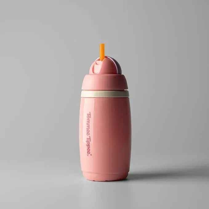 Tommee Tippee Superstar Insulated Training Cup, 266ml, for 12m+, Assorted Non‑Spill Water Bottle for Toddlers with Bite‑Proof Spout, Leak Proof and BPA‑Free (Straw & Sportee Variants) - Adenzo Comfies