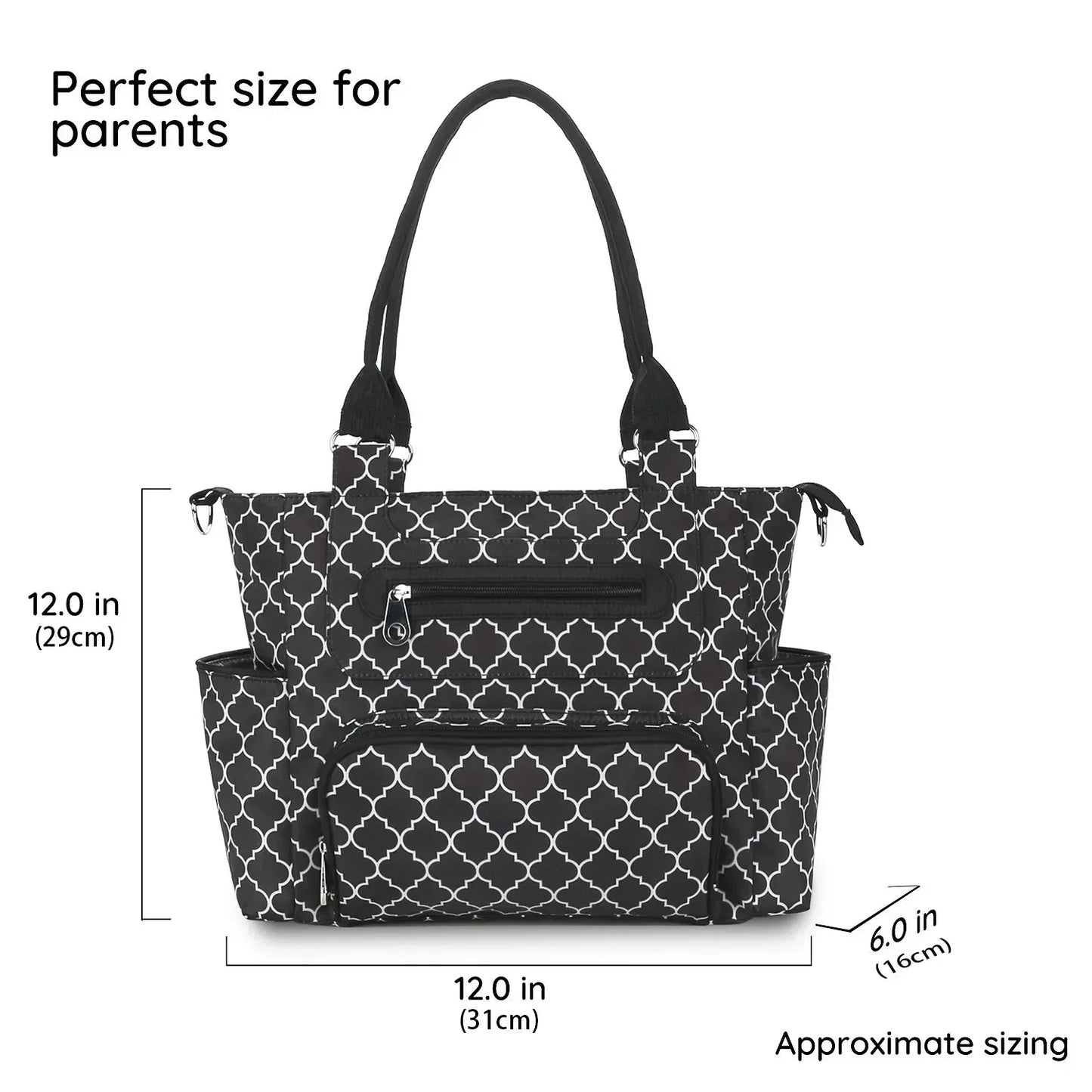 JJ Cole Parker - Style Maternal Diaper Bag Backpack, Large Capacity Black Mommy Bag for Baby Essentials - Adenzo Comfies