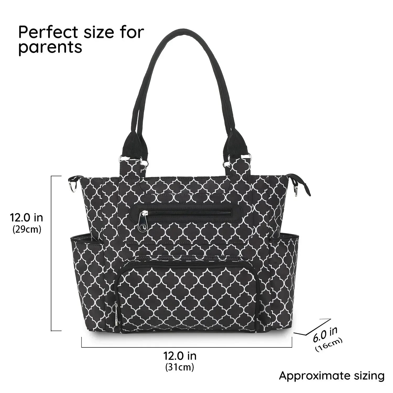 JJ Cole Parker - Style Maternal Diaper Bag Backpack, Large Capacity Black Mommy Bag for Baby Essentials - Adenzo Comfies