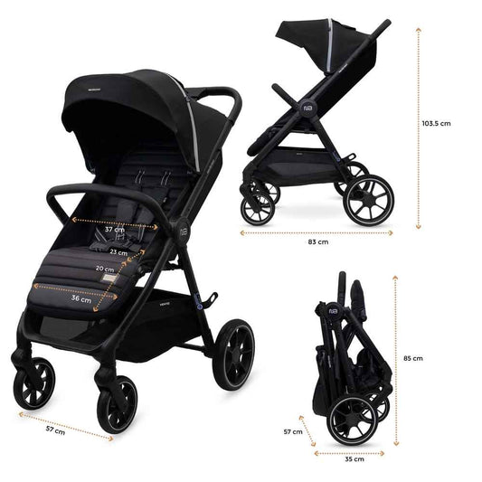 Neobreez VENTO All Terrain Stroller High Landscape Stroller One Hand Fold Travel and Adventure Buggy Stroller Outdoor Stroller, UV&Waterproof Canopy, Bag, Phone&Cup Holder&Toy Strap, LED lights,0-4yrs,22kg.