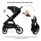 Neobreez VENTO All Terrain Stroller High Landscape Stroller One Hand Fold Travel and Adventure Buggy Stroller Outdoor Stroller, UV&Waterproof Canopy, Bag, Phone&Cup Holder&Toy Strap, LED lights,0-4yrs,22kg.
