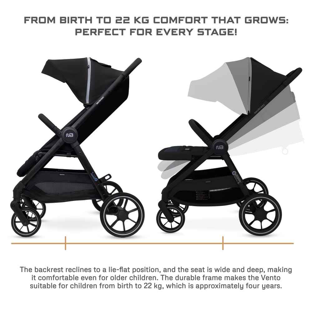 Neobreez VENTO All Terrain Stroller High Landscape Stroller One Hand Fold Travel and Adventure Buggy Stroller Outdoor Stroller, UV&Waterproof Canopy, Bag, Phone&Cup Holder&Toy Strap, LED lights,0-4yrs,22kg.