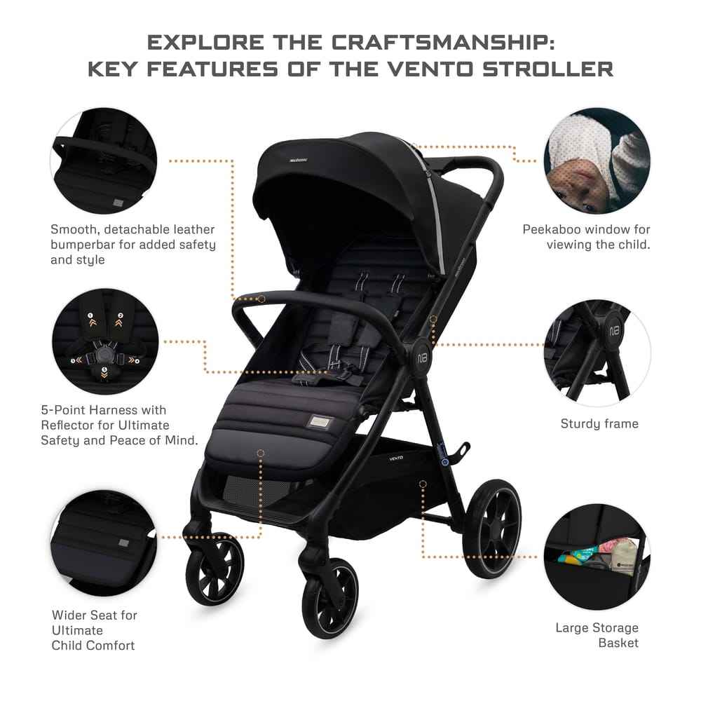 Neobreez VENTO All Terrain Stroller High Landscape Stroller One Hand Fold Travel and Adventure Buggy Stroller Outdoor Stroller, UV&Waterproof Canopy, Bag, Phone&Cup Holder&Toy Strap, LED lights,0-4yrs,22kg.