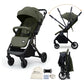 Neobreez QUINT Reversible Handle Lightweight Compact Travel Stroller, Foldable Baby Stroller, Pushchair, Toddler Baby Trolley-Olive Green .