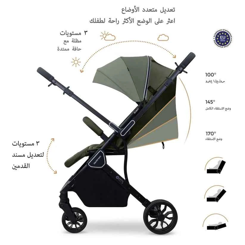 Neobreez QUINT Reversible Handle Lightweight Compact Travel Stroller, Foldable Baby Stroller, Pushchair, Toddler Baby Trolley-Olive Green .