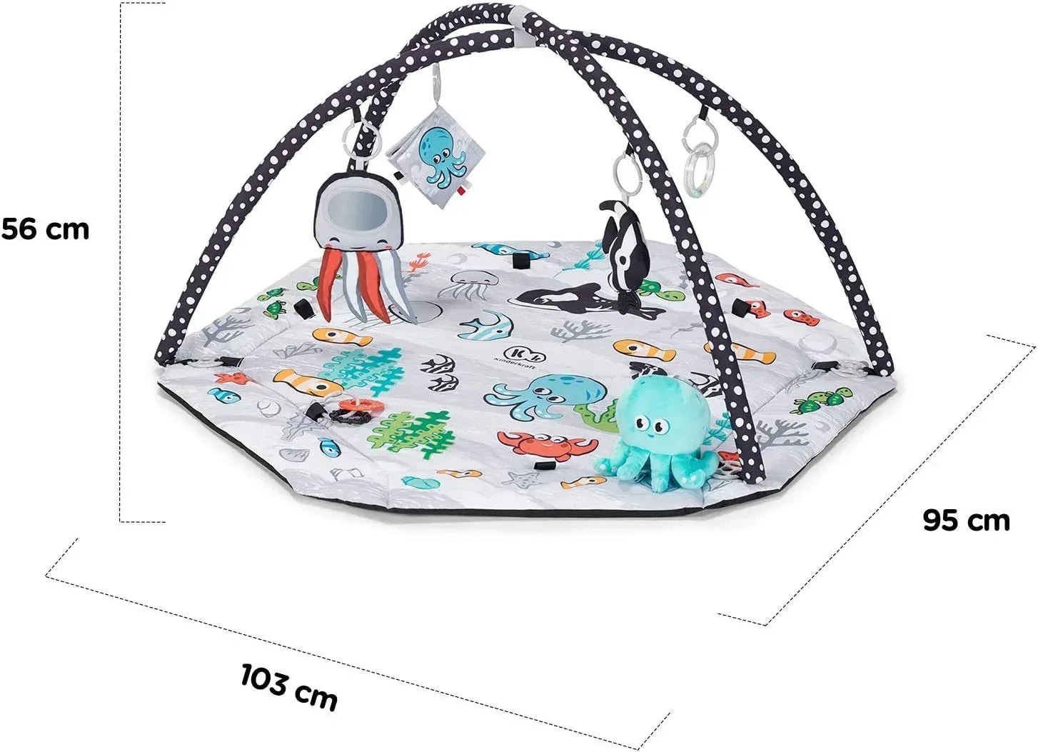 Kinderkraft Educational Mat SEA LAND, Dry Pool, with Accessories, Toys Included, Soft, Multifunctional, for Newborn, Playpen Function - Adenzo Comfies