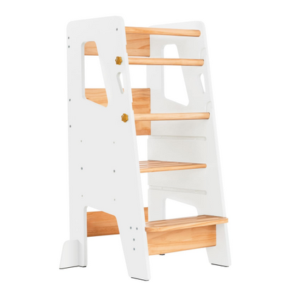 Kitchen Kids Step Stool – Foldable Helper Stool Toddler Learning Tower with 3‑Level Adjustable Heights & Chalkboard Surface