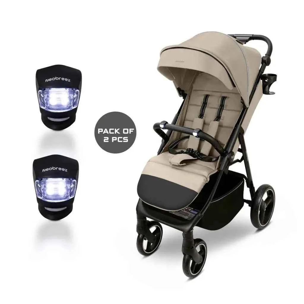 Neobreez Safety Warning LED Light For Stroller | Rear Light Tail-Light for Baby Carrier Silicone (Pack Of 2) CR2032 3V|Battery Powered Led Lights for Pushchair,Buggy,Pram,Cycle,Bike..
