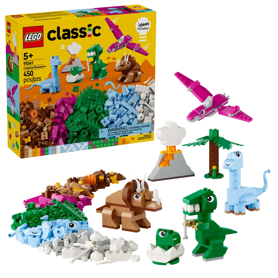 LEGO® Classic Creative Dinosaurs [11041] – 450‑Piece Building Set with T. rex, Pterosaur, Triceratops, Brontosaurus & Baby Dino, Ages 5+