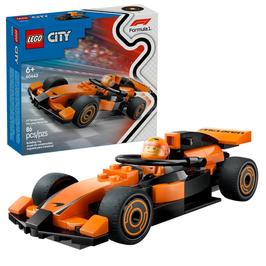 LEGO® City F1® Driver with McLaren Race Car [60442] – 86‑Piece Formula 1® Playset with Minifigure, Ages 6+