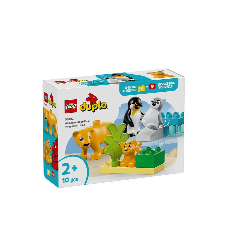 LEGO® DUPLO® Wild Animals Families: Penguins & Lions [10442] – 10‑Piece Preschool Nature Playset with Animal Figures & Habitats, Ages 2+