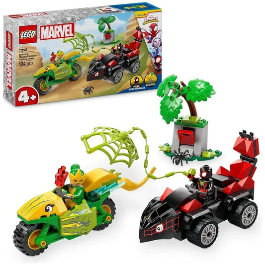 LEGO® Marvel Spin & Electro Dinosaur Vehicle Chase [11198] – 124‑Piece Super Hero Playset with Dino‑Vehicles & Minifigures, Ages 4+ - Adenzo Comfies