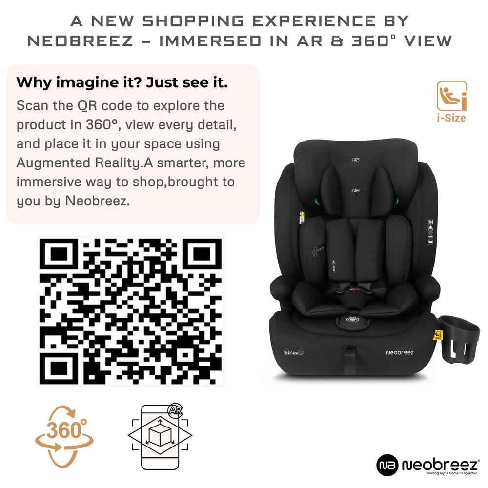 Neobreez i-BOSTONI Universal 3 in 1 Children‘s i-Size Deep toddler Child Car Seat, ECER129,Group 1/2/3, High Back Booster Seat, Adjustable Headrest,3-Point Safety Belt-9-36 kg,76-150 cm,15m to 12yrs-Black . - Adenzo Comfies