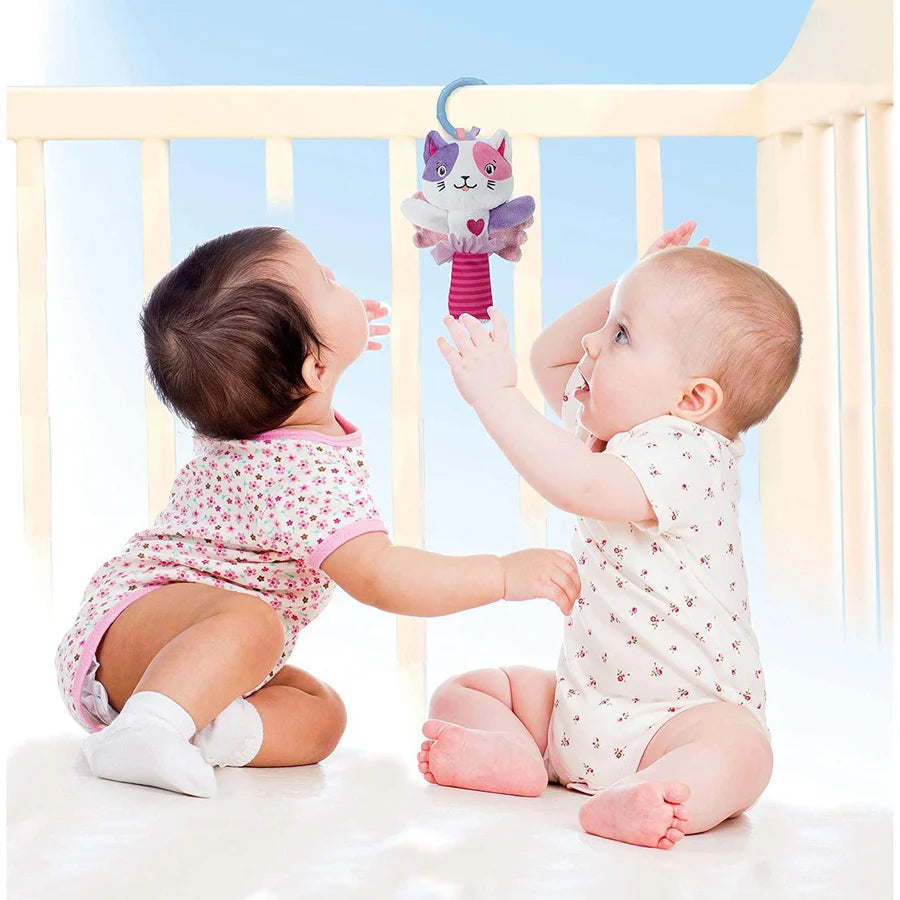 Lovely Cat Rattle [17653] – Sensory Plush Kitten Baby Toy with Ring Attachment, Machine Washable, 0M+