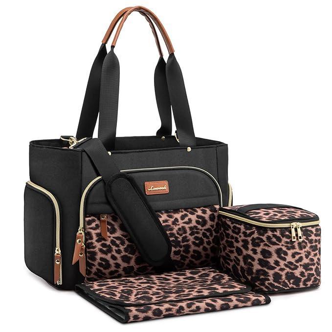 LOVEVOOK Breast Pump Bag & Diaper Tote - 3Pc Set for Breastfeeding Moms - Laptop Pocket, Cooler & Changing Pad - Fits Most Pumps - Adenzo Comfies