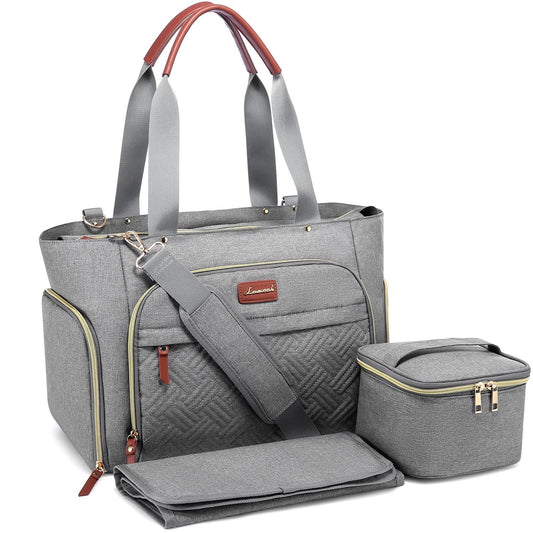 LOVEVOOK Breast Pump Bag Diaper Bag Tote 3Pcs Set Work Bag for Breastfeeding Mom with 15 - Adenzo Comfies