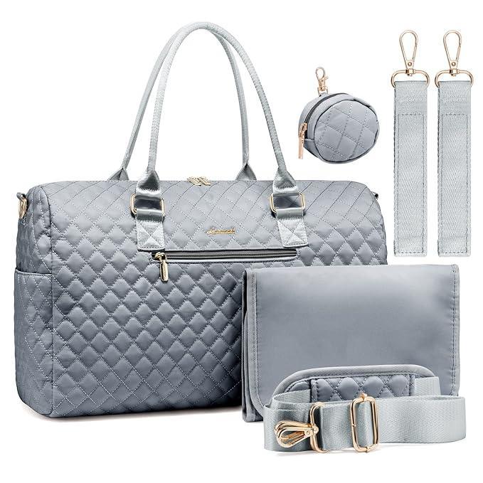 LOVEVOOK Diaper Bag Tote with Pacifier Case and Changing Pad, Large Capacity Mommy Bag for Hospital and Weekender Travel, Functional Baby Bag Newborn Baby Essential, Grey - Adenzo Comfies