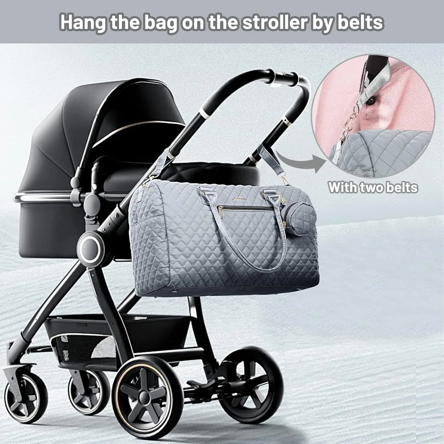LOVEVOOK Diaper Bag Tote with Pacifier Case and Changing Pad, Large Capacity Mommy Bag for Hospital and Weekender Travel, Functional Baby Bag Newborn Baby Essential, Grey - Adenzo Comfies