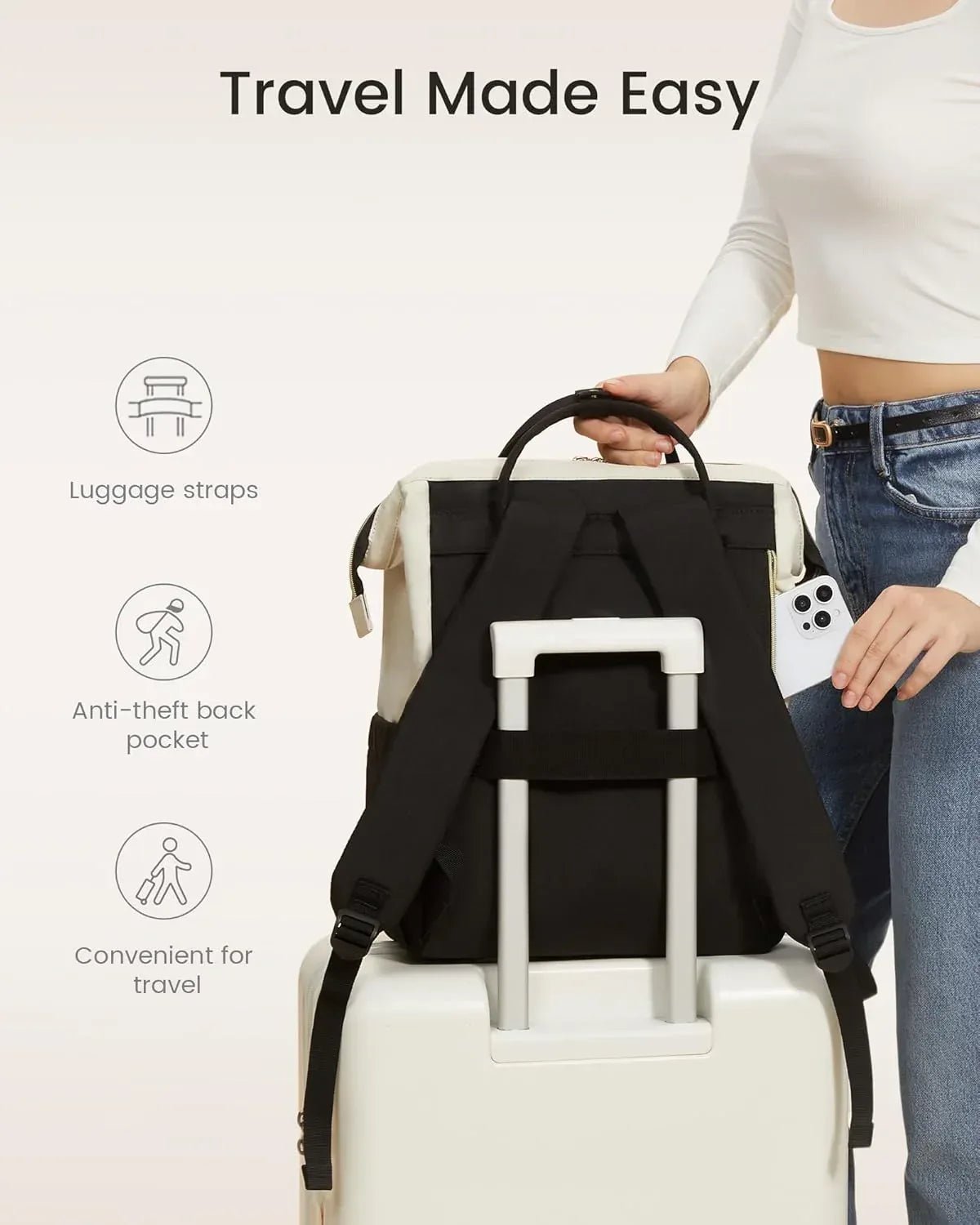 LOVEVOOK Laptop Backpack for Women, 15.6 Inch Work Business Backpacks Purse With Large Capacity, Waterproof Nurse Bag College Bookbag for School, Waterproof Casual Daypack for Travel - Adenzo Comfies
