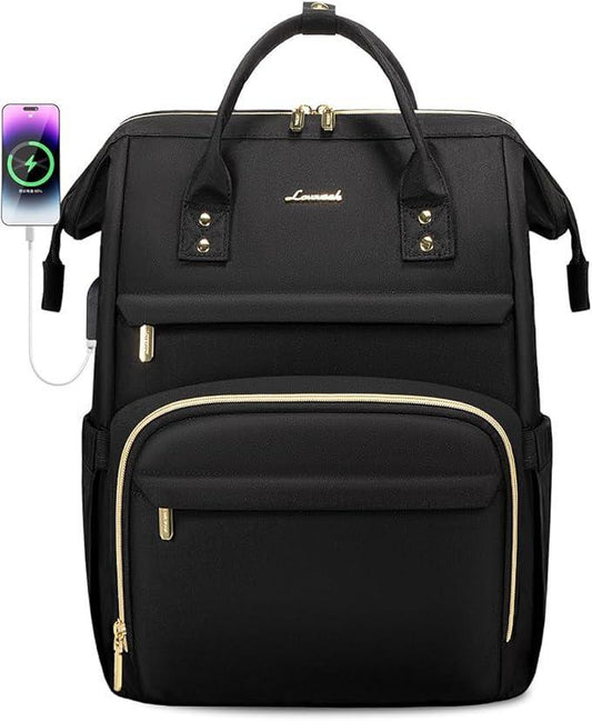 LOVEVOOK Laptop Backpack for Women,17 Inch Professional Womens Travel Backpack Purse Computer Laptop Bag Nurse Teacher Backpack,Waterproof College Work Bags Carry on Back Pack with USB Port,Black - Adenzo Comfies