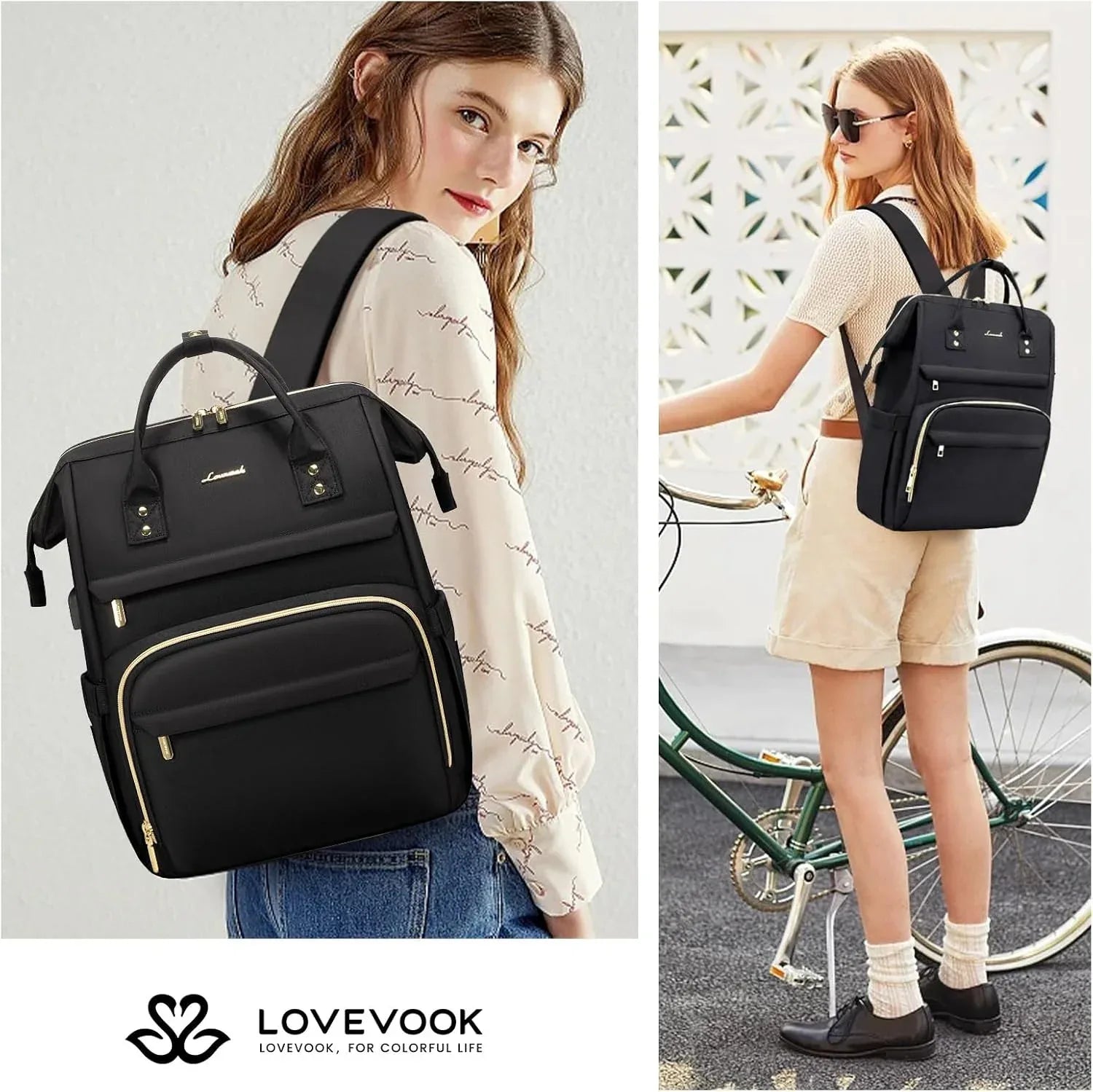 LOVEVOOK Laptop Backpack for Women,17 Inch Professional Womens Travel Backpack Purse Computer Laptop Bag Nurse Teacher Backpack,Waterproof College Work Bags Carry on Back Pack with USB Port,Black - Adenzo Comfies