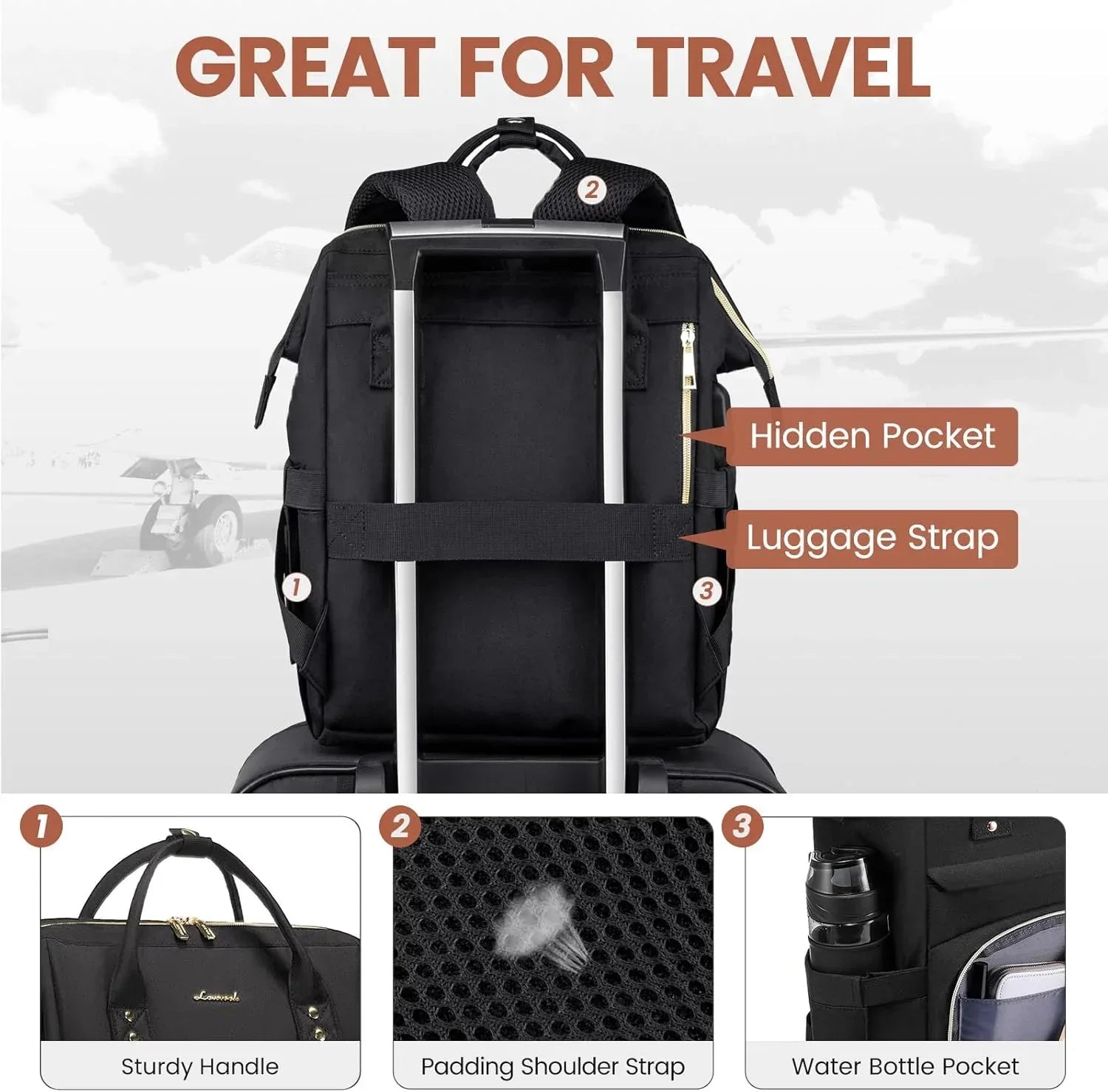 17 inch laptop backpack 2 water bottle Tortuga Travel Pro 40L Black This backpack features two large compartments for storage including a padded laptop compartment that keeps the device secure and separate from other items carried in the case Optima School Bag For Travel