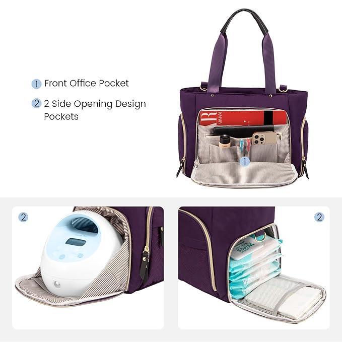 LOVEVOOK Breast Pump Bag Diaper Bag Tote 3Pcs Set Work Bag for Breastfeeding Mom with 15 - Adenzo Comfies