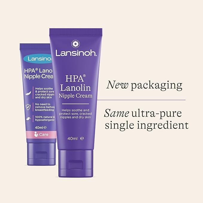 Lansinoh HPA Lanolin Nipple Cream - 40ml - Sore Nipples Cracked Skin Breast Feeding 100% Natural Hypoallergenic Tasteless & Odourless BPA BPS-free Breastfeeding Hospital Bag Maternity Essentials