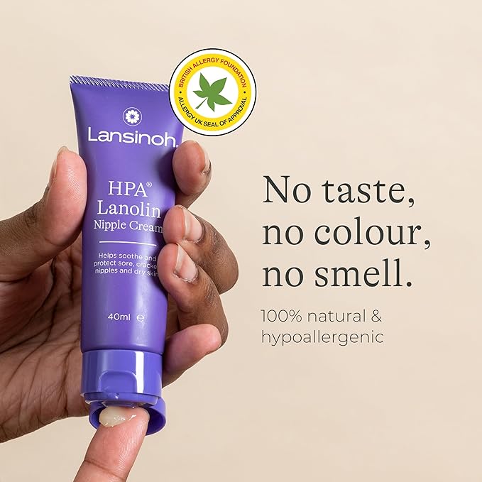 Lansinoh HPA Lanolin Nipple Cream - 40ml - Sore Nipples Cracked Skin Breast Feeding 100% Natural Hypoallergenic Tasteless & Odourless BPA BPS-free Breastfeeding Hospital Bag Maternity Essentials