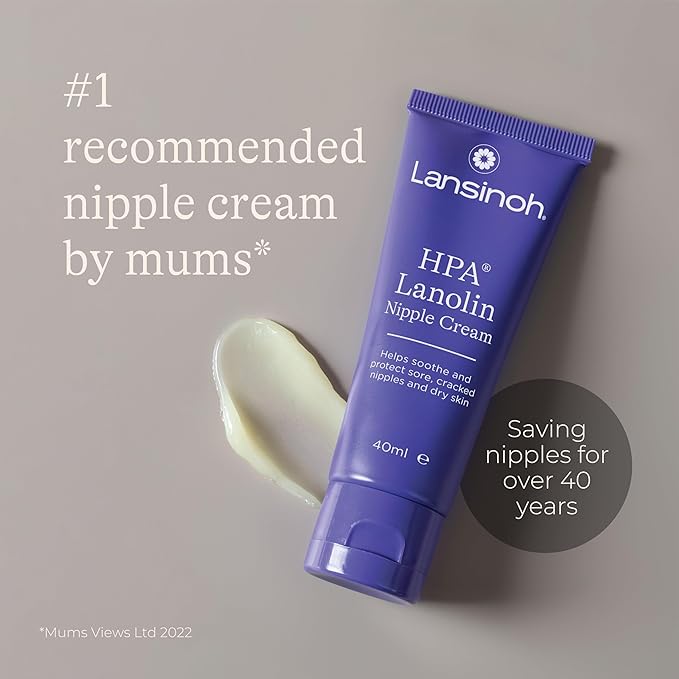 Lansinoh HPA Lanolin Nipple Cream - 40ml - Sore Nipples Cracked Skin Breast Feeding 100% Natural Hypoallergenic Tasteless & Odourless BPA BPS-free Breastfeeding Hospital Bag Maternity Essentials