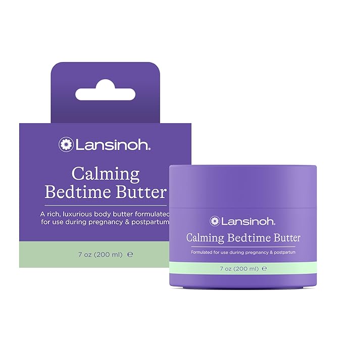 Lansinoh Magnesium Bedtime Butter Body Lotion for Pregnant Moms, Calm Magnesium Lotion for Aching Muscles, Lotion for Women & Soothing Massage, Promote Relaxation, Help Ease Cramps