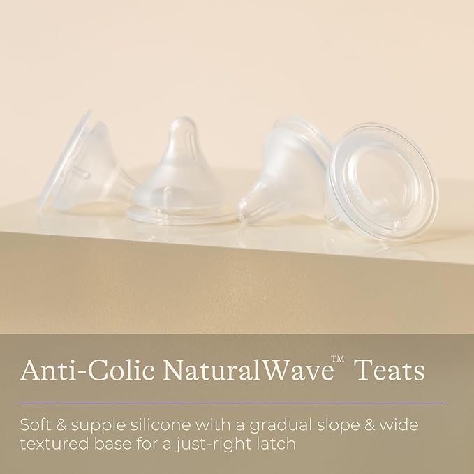 Lansinoh NaturalWave Baby Bottle Teats - 2 Pack - Anti-Colic Air Vent - BPA & BPS-Free - Clinically Proven to Reduce Nipple Confusion - Compatible with Lansinoh Bottles