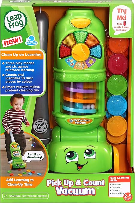LeapFrog Pick Up & Count Vacuum, Role Play Toy with Lights, Colours & Counting, Pick Up Counters in Three modes of play, Learning Toy for Toddlers, Gift for ages 2, 3, 4+ Years, English Version