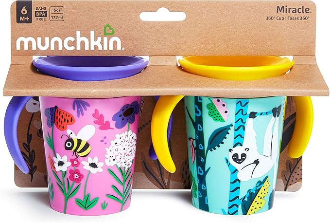 Munchkin - Miracle 360° Wildlove Trainer Cup 2pk 6oz - Lemur/Bee