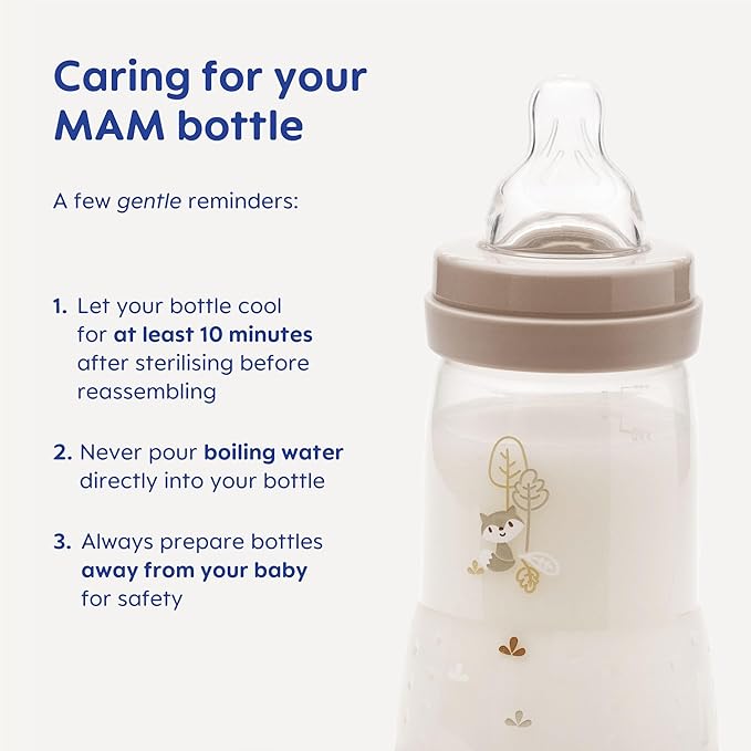 MAM Easy Start Anti-Colic Baby Bottles | 2 Pack (2 x 260ml) | Self-Sterilising Baby Milk Bottle | Medium Flow MAM Teat Size 2 | Newborn Essentials | Shell (Various Designs)