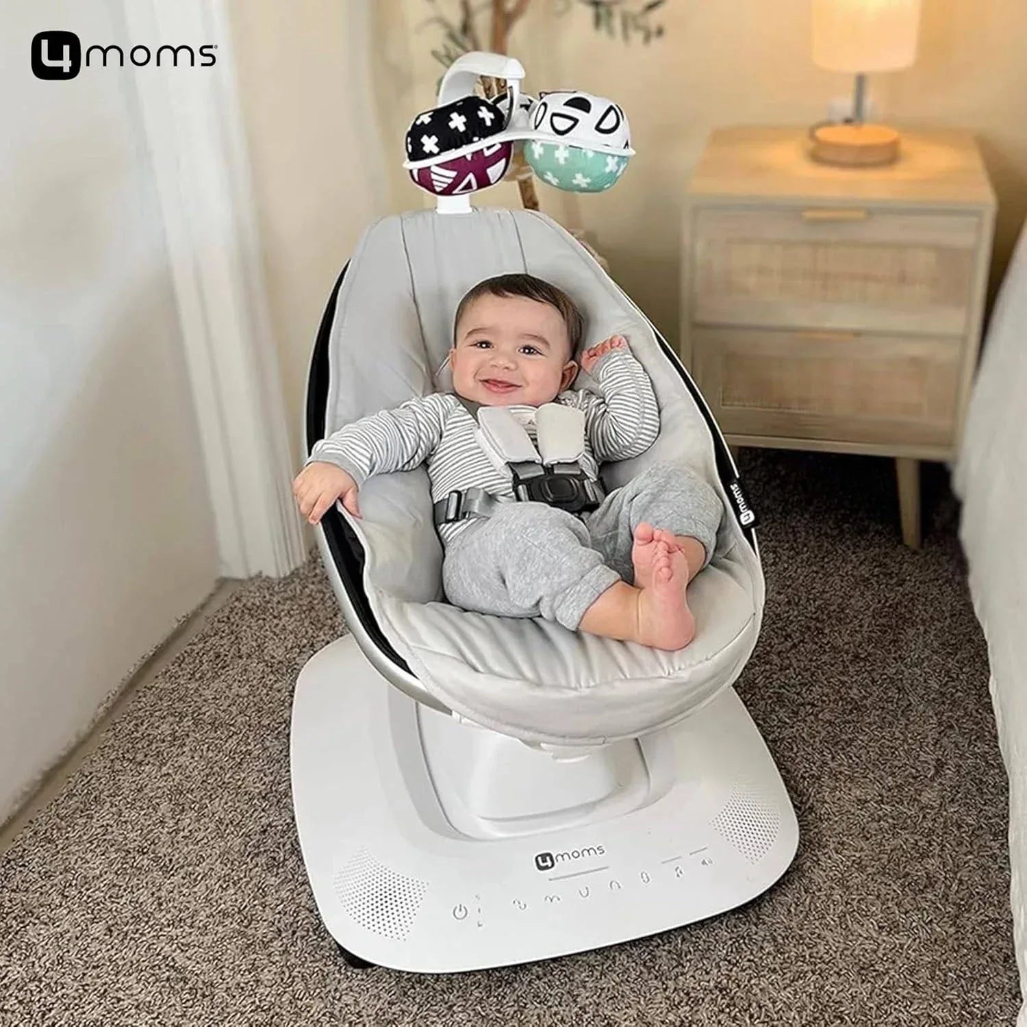 MamaRoo Multi - Motion Baby Swing with Bluetooth, Adjustable Recline, and Soothing Sounds – Grey Classic Fabric - Adenzo Comfies