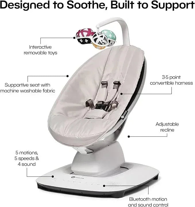 MamaRoo Multi - Motion Baby Swing with Bluetooth, Adjustable Recline, and Soothing Sounds – Grey Classic Fabric - Adenzo Comfies