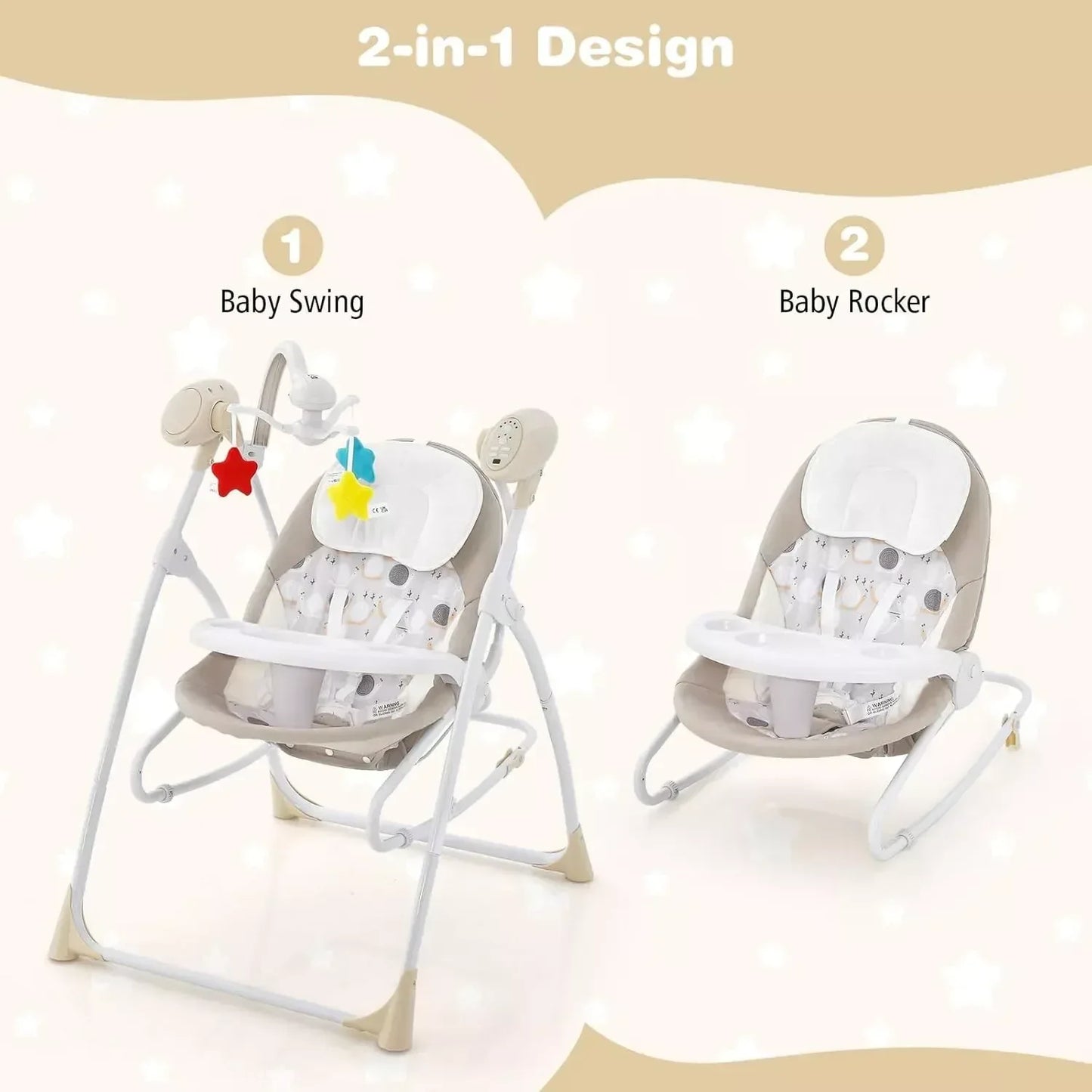 Maribel Baby Swing with Adjustable Speeds, Music, and Hanging Toys - Adenzo Comfies