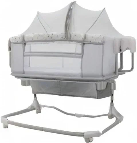 Mastela 3 - in - 1 Electric Swing Bedside Crib Intelligent Baby Bassinet Beside Sleeper Cradle，3 Kinds of Height Adjustment,5 Swing Speed, 3 Timing time, 15 Music, 5 Usage Modes…, Icelandic Blue Grey - Adenzo Comfies