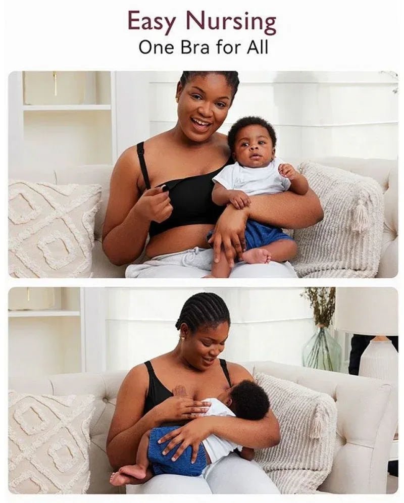 Momcozy YN08 Maternity and Nursing Bra – Comfortable Wireless Breastfeeding Bra with Adjustable Straps and Removable Pads – Size L, Black - Adenzo Comfies