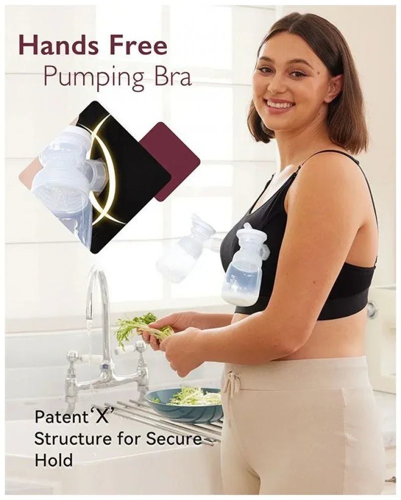 Momcozy YN08 Maternity and Nursing Bra – Comfortable Wireless Breastfeeding Bra with Adjustable Straps and Removable Pads – Size L, Black - Adenzo Comfies