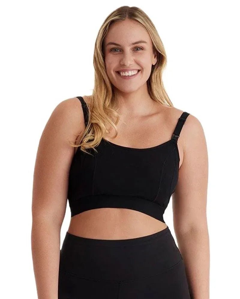 Momcozy YN08 Maternity and Nursing Bra – Comfortable Wireless Breastfeeding Bra with Adjustable Straps and Removable Pads – Size L, Black - Adenzo Comfies