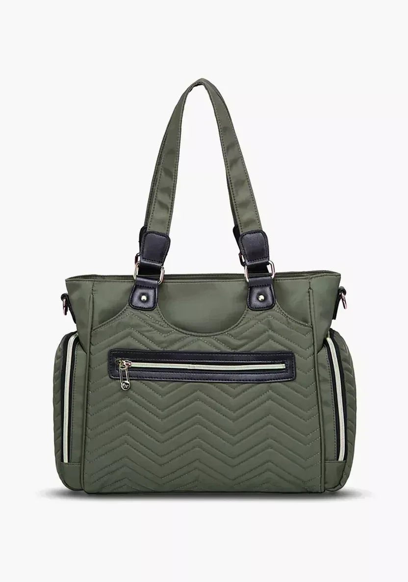 Matilda Baby Diaper Bag Tote – Quilted Color - Block Large Capacity Nursery Organizer with Double - Insulated Bottle Pockets, Piece of 1 - Adenzo Comfies
