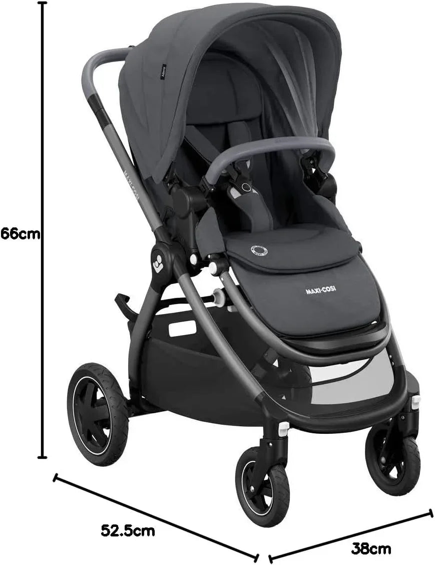 Maxi - Cosi Adorra Baby Stroller, Lightweight Pushchair for Newborn to 3.5 Years, 11.6 kg, Essential Graphite Grey - Adenzo Comfies